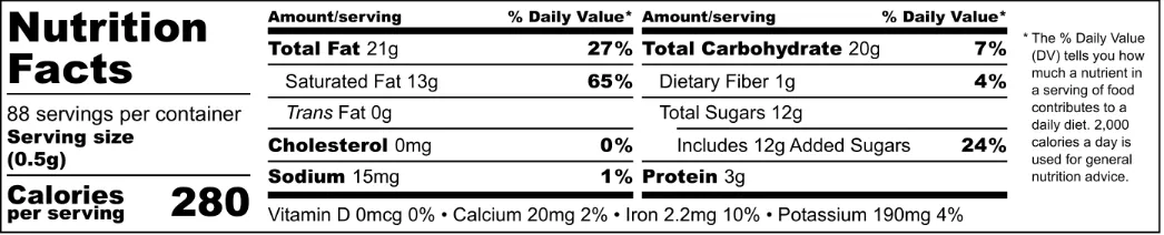Our Bars Nutrition Facts at a Glance 3 SEASONAL Honey Raspberry 70 Nutrition Label 1 1 1 1