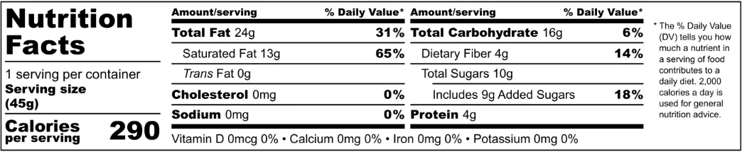 Our Bars Nutrition Facts at a Glance 1 SEASONAL Maple Crunch Pecan 75 Nutrition Label 1 1 1 1