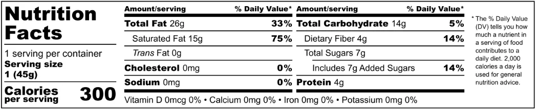 Our Bars Nutrition Facts at a Glance 2 SEASONAL Peppermint 85 Nutrition Label 1 1 1 1